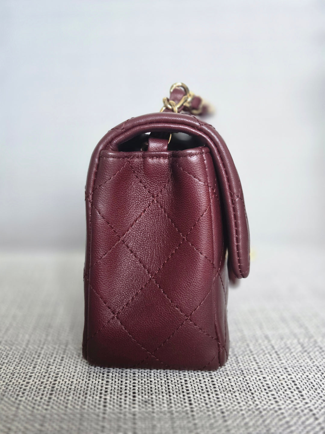 Chanel series 21 2015 15B Collection Burgundy Lambskin GHW Mini Rectangular Flap Bag