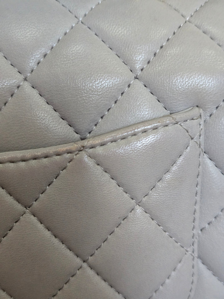 CHANEL 21A light Grey Lambskin Aged GHW Mini Rectangular Flap Bag with Top Handle