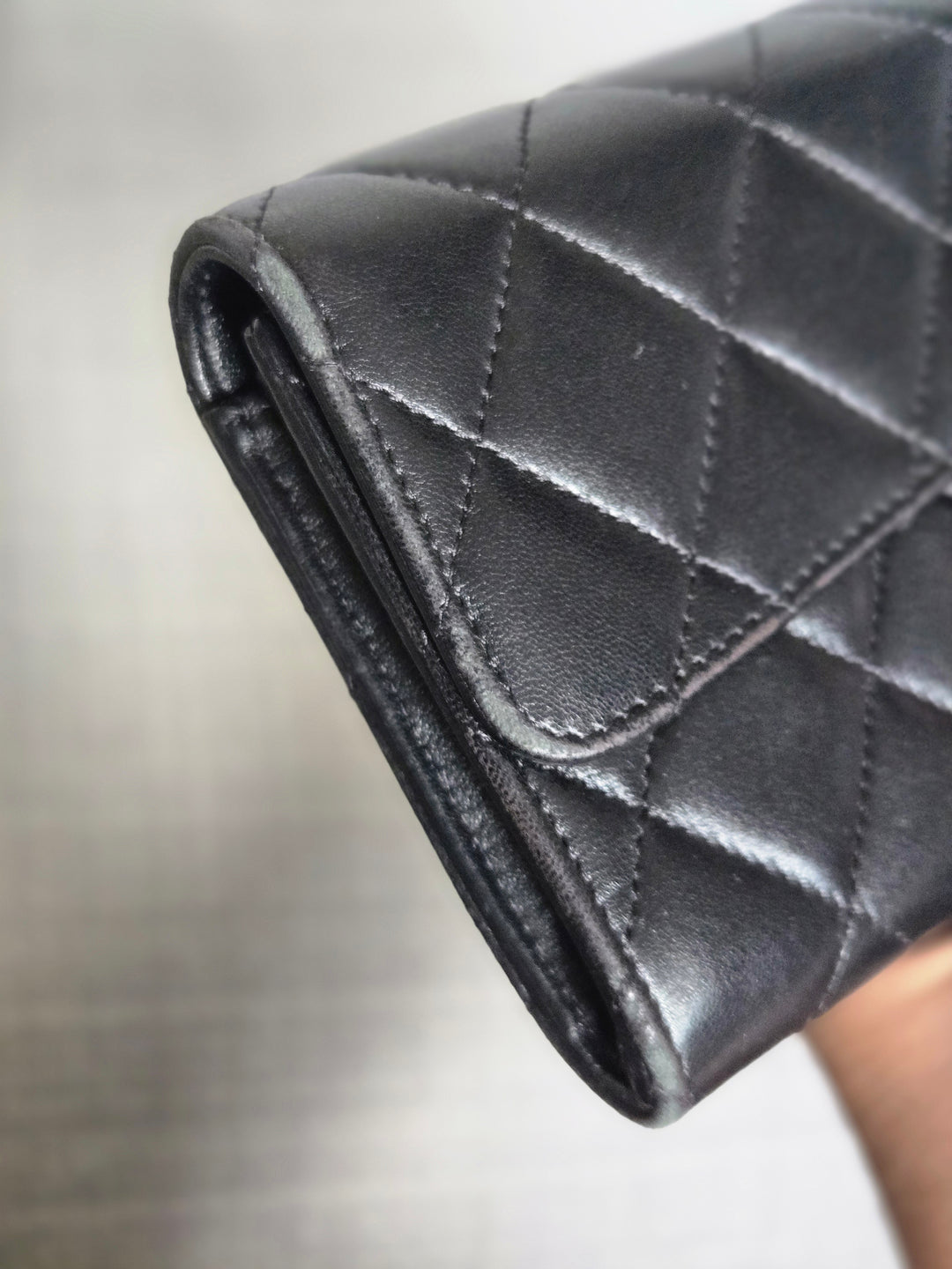 Chanel series 24 Black Lambskin SHW Full size Sarah Wallet