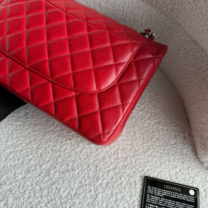 CHANEL series 19 14C Red Caviar SHW Jumbo Timeless Classic Double Flap Bag 2014