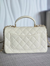Load image into Gallery viewer, CHANEL 21S Series 31 White Caviar Aged GHW Top Handle Mini Rectangular Flap Bag
