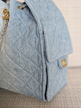 Load image into Gallery viewer, Chanel 25 Size Medium from 25S Collection in Light Denim Aged GHW with detachable pouch
