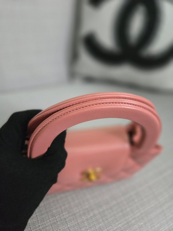 Chanel 23K Pink Lambskin GHW Nano Kelly Shopping Bag size Small (19 cms AS4416)