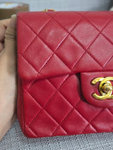 Load image into Gallery viewer, Chanel series 1 Red Lambskin 24K GHW Vintage Classic Mini Flap Bag
