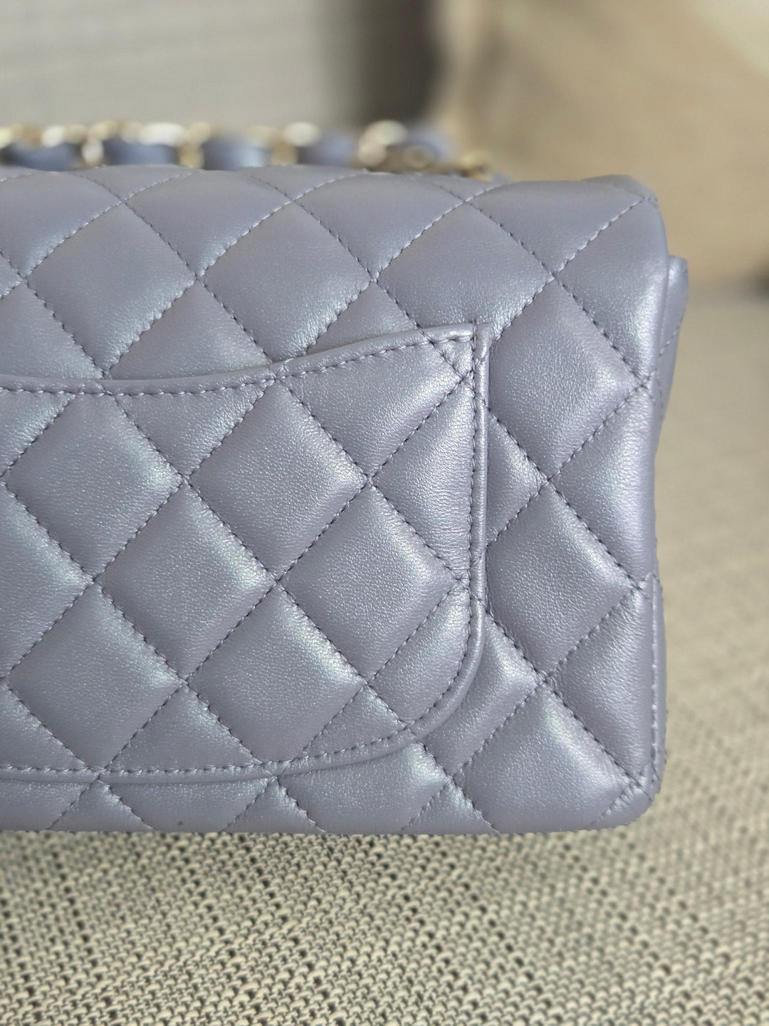 Chanel 22B Iridescent Light purple lambskin champagne GHW Mini Rectangular Flap Bag