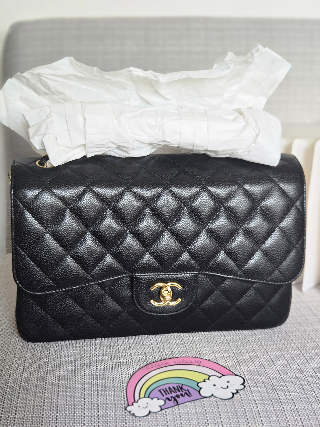 Chanel series 24 Black Caviar GHW Jumbo Timeless Double Flap Bag