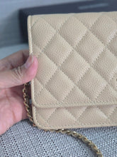 Load image into Gallery viewer, Chanel Beige Clair Caviar GHW Classic Wallet on Chain (WOC)

