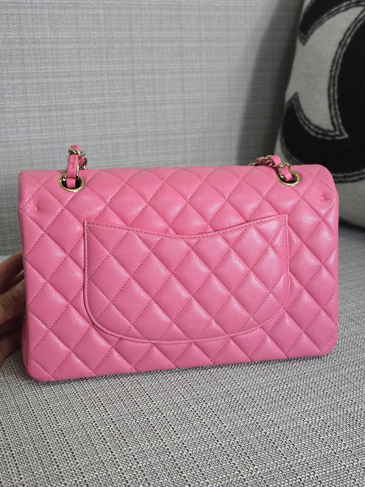 Chanel 21P 2021 Pre spring/summer collection Pink Caviar Champagne GHW 11.12 Timeless Classic Medium ML Double Flap Bag
