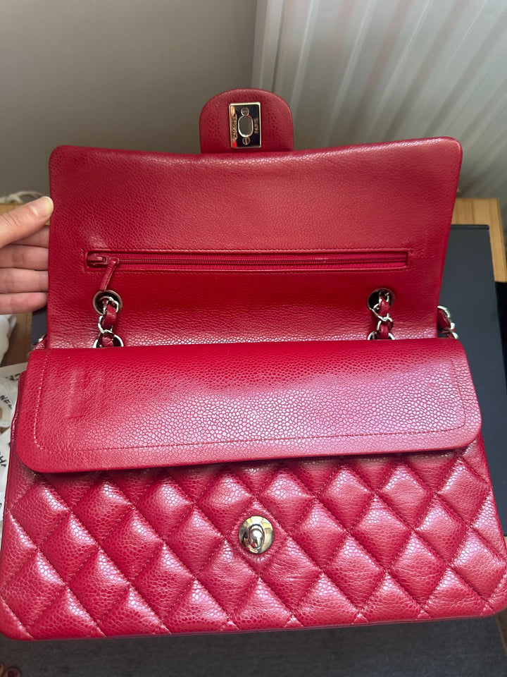 CHANEL 12A series 16 2012 Red Caviar SHW Medium Timeless ML Classic Double Flap Bag