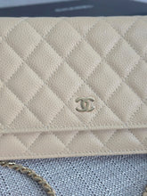 Load image into Gallery viewer, Chanel Beige Clair Caviar GHW Classic Wallet on Chain (WOC)
