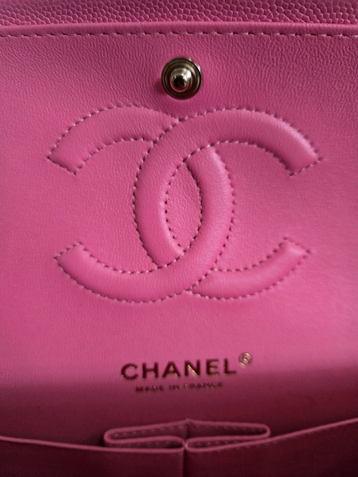 Chanel 21P 2021 Pre spring/summer collection Pink Caviar Champagne GHW 11.12 Timeless Classic Medium ML Double Flap Bag