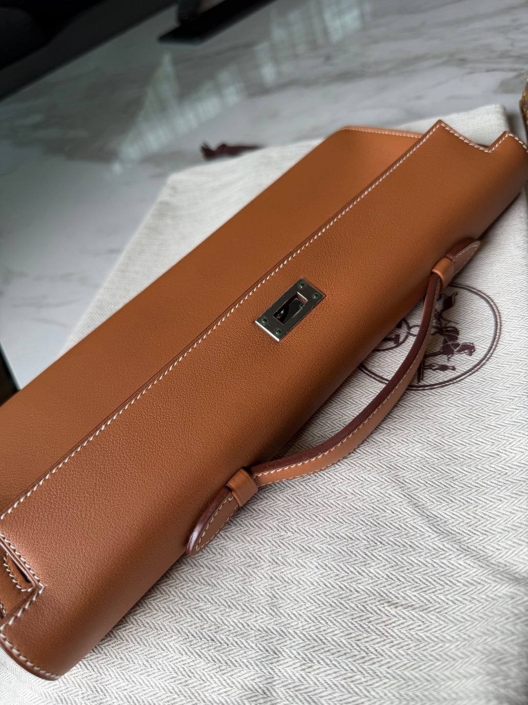Hermès Kelly Cut Gold Swift Leather PHW Stamp R 2014
