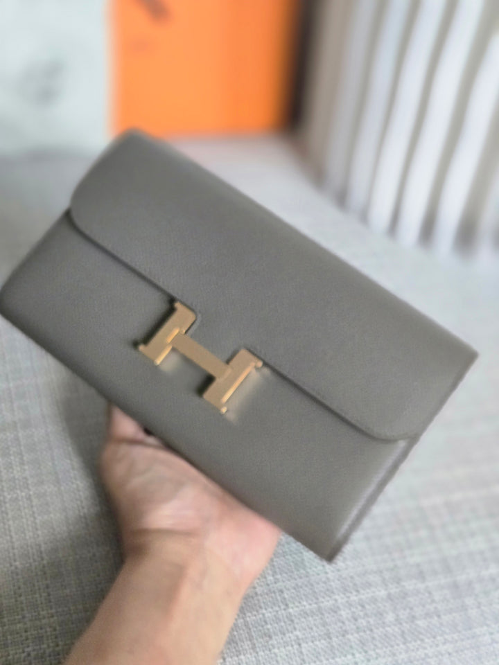 Hermes Constance to Go Long Wallet in Gris Etain Epsom Leather GHW Stamp Z 2021