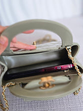 Load image into Gallery viewer, CHANEL Sage Khaki Green Glazed Calfskin Aged GHW Nano Kelly Shopping Bag size Small (19cms)
