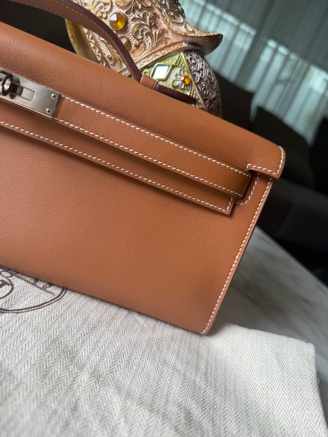 Hermès Kelly Cut Gold Swift Leather PHW Stamp R 2014