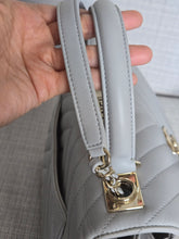 Load image into Gallery viewer, Chanel series 25 Grey Lambskin Chevron Trendy CC Top Handle Flap Bag Size Small with Champagne GHW and Detachable Shoulder strap
