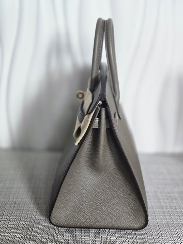 Hermes Birkin 25 Gris Etain Epsom Sellier Leather GHW stamp B 2023