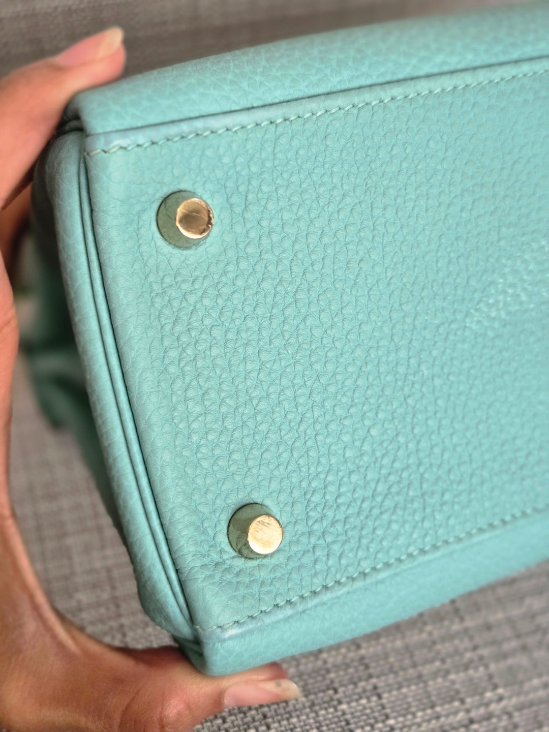 Hermes Kelly 28 in Bleu Atoll Togo Leather GHW