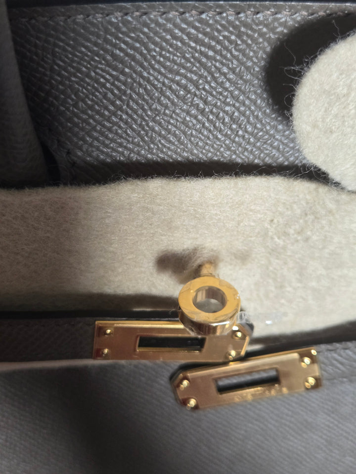 Hermes Birkin 25 Gris Etain Epsom Sellier Leather GHW stamp B 2023