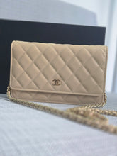 Load image into Gallery viewer, Chanel Beige Clair Caviar GHW Classic Wallet on Chain (WOC)
