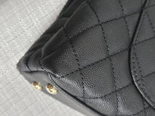 Load image into Gallery viewer, Chanel Black Caviar Champagne GHW Coco Handle Flap Bag size Small with Detachable Strap
