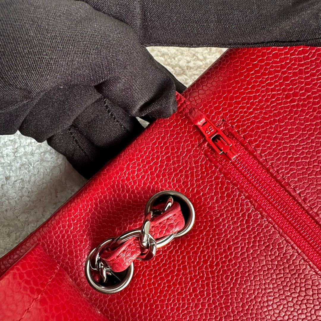 CHANEL series 19 14C Red Caviar SHW Jumbo Timeless Classic Double Flap Bag 2014