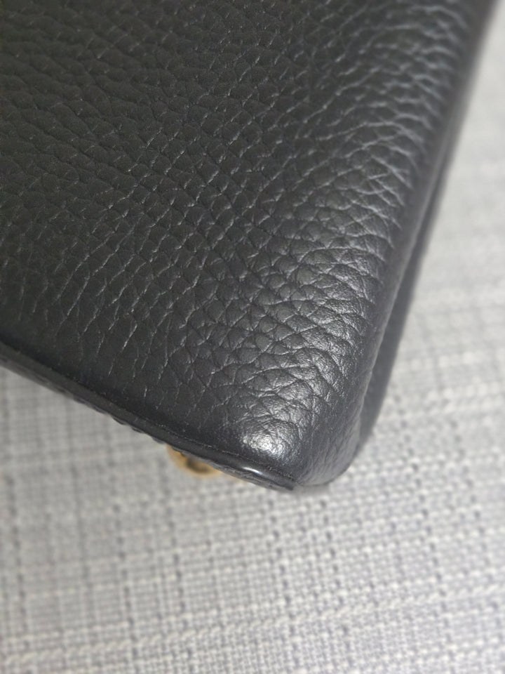 LOUIS VUITTON LV Capucines Mini Flower Crown Line in Black Taurillon Leather with detachable strap 2023