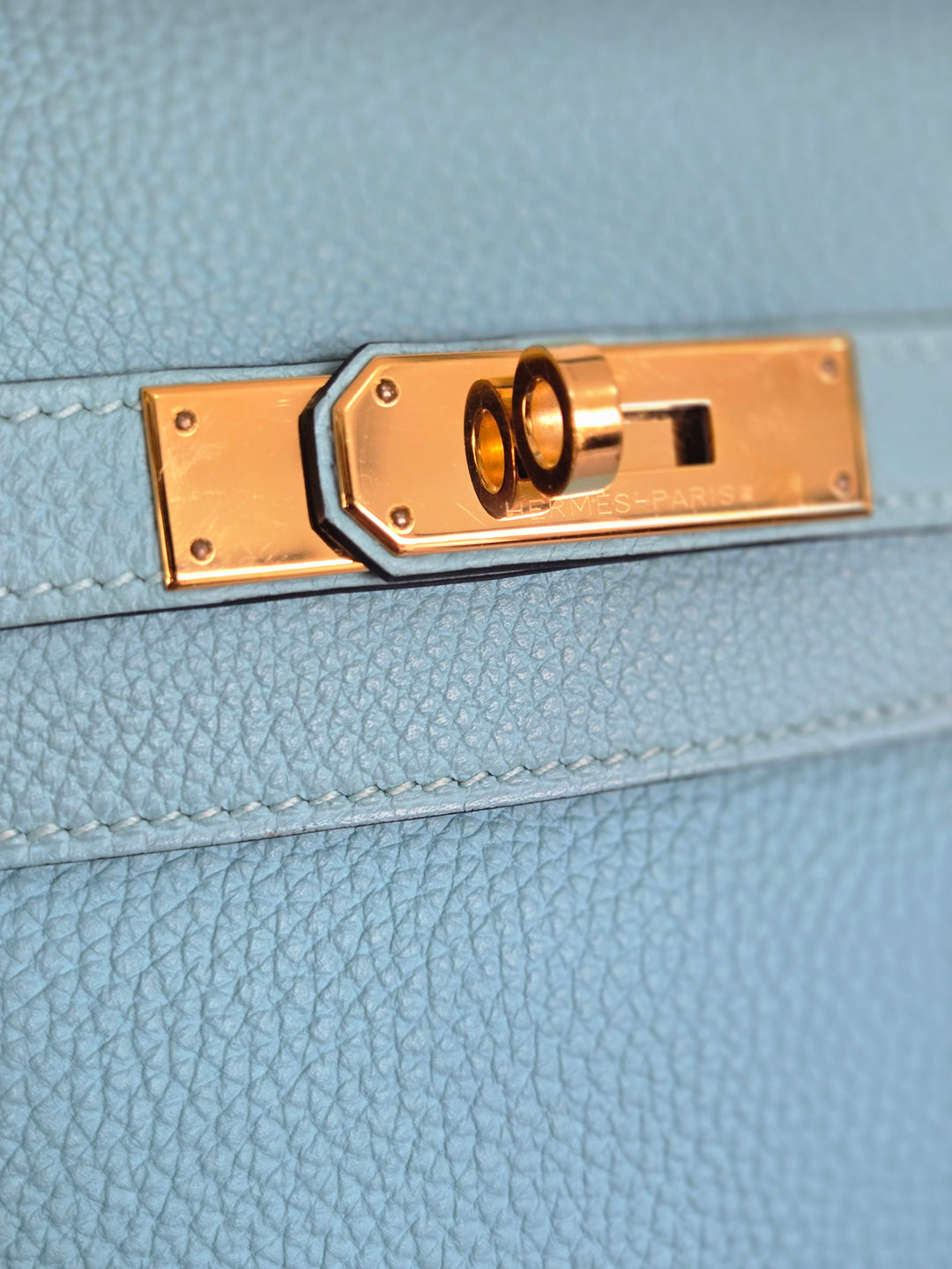 Hermes Kelly 28 in Bleu Atoll Togo Leather GHW