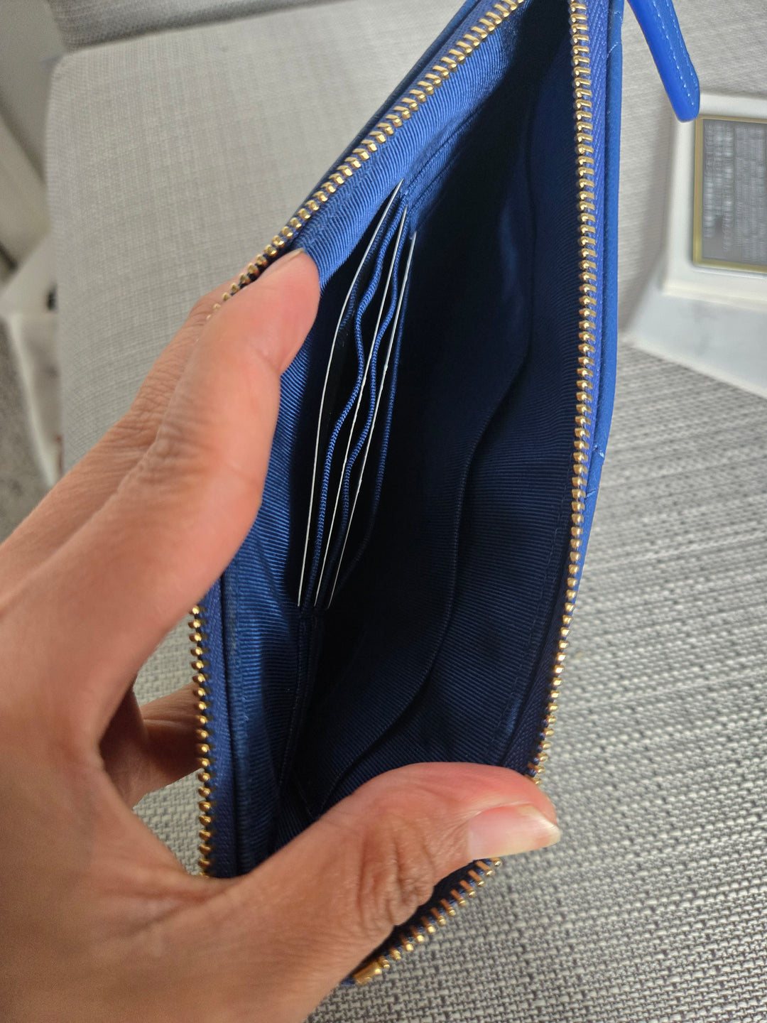 Chanel series 29 Blue goatskin GHW Small O Case/Pouch 8 inches