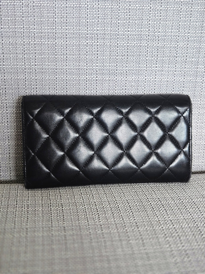 Chanel series 24 Black Lambskin SHW Full size Sarah Wallet