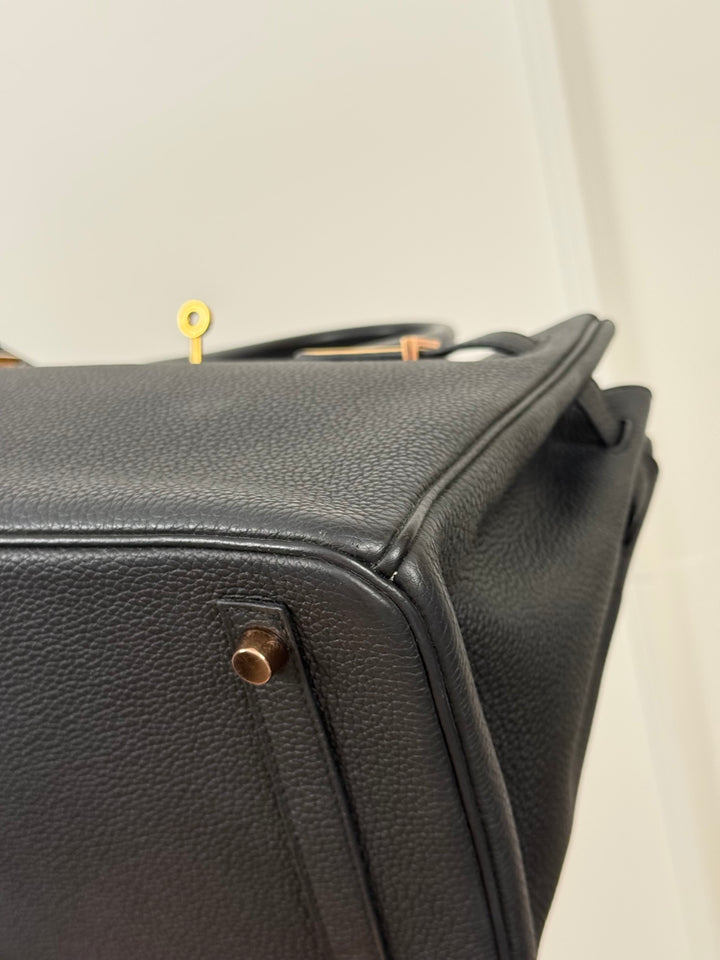 Hermes Noir/Black Togo Leather RGHW Rose gold hardware Birkin 30 Stamp Z 2021
