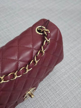 Load image into Gallery viewer, Chanel 23S 2023 Spring/Summer Collection Burgundy Lambskin Classic Mini Rectangular Flap Bag with Champagne GHW
