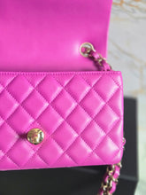 Load image into Gallery viewer, Chanel 21C 2021 Cruise Collection Purple Lambskin Champagne GHW Mini rectangular flap bag

