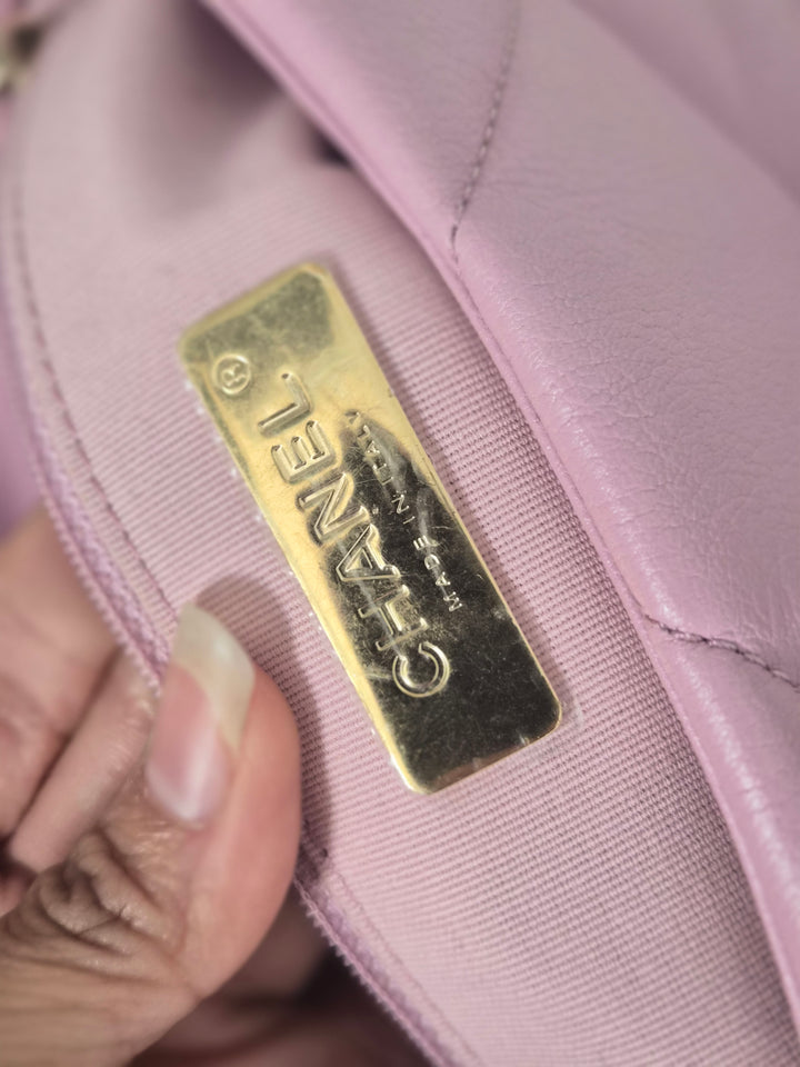 CHANEL 19 size Small in Pink Lambskin SHW 22B 2022 Flap Bag with Top Handle