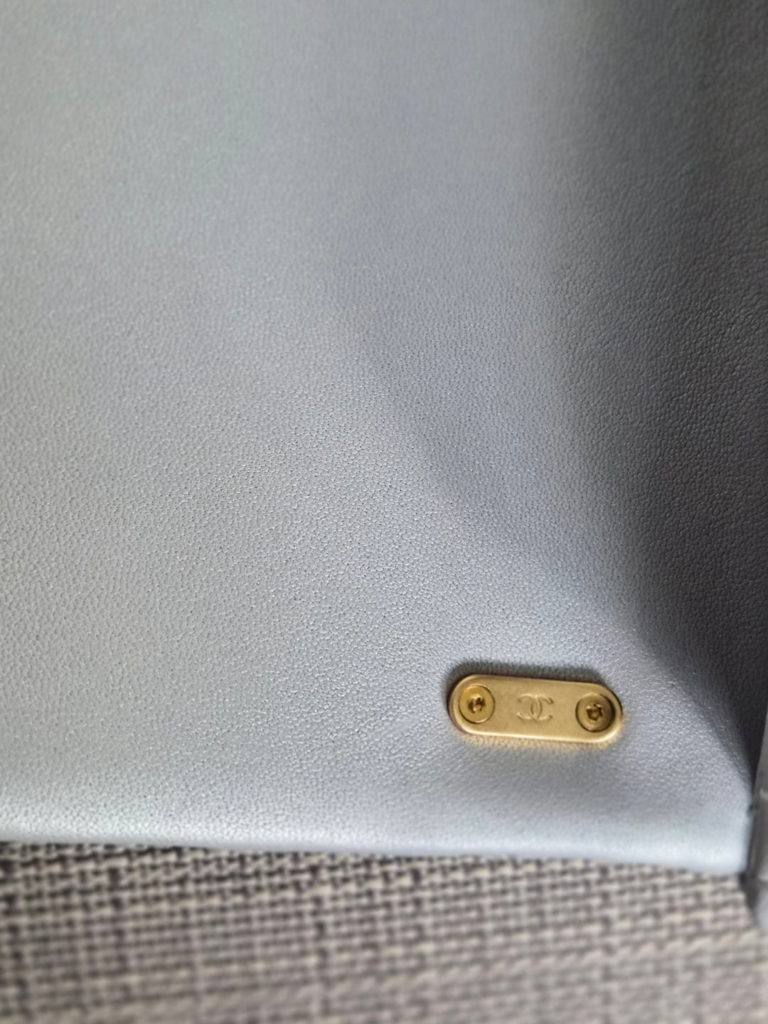 CHANEL Pearl Twist Pearly Silver Light Blue Lambskin Mini Flap Bag