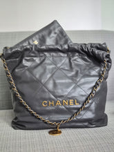 Load image into Gallery viewer, CHANEL 22 size Small in Grey Lambskin aged GHW with detachable pouch
