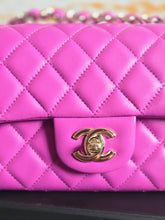 Load image into Gallery viewer, Chanel 21C 2021 Cruise Collection Purple Lambskin Champagne GHW Mini rectangular flap bag
