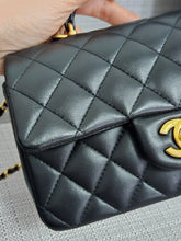 Load image into Gallery viewer, Chanel Black Lambskin GHW Top Handle Mini Rectangular Flap Bag
