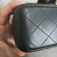 Load image into Gallery viewer, Chanel Black Lambskin Top Handle Mini Rectangular Flap Bag with Champagne GHW
