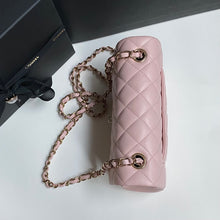 Load image into Gallery viewer, Chanel 23S 2023 Spring/Summer Collection Light Pink Lambskin Champagne GHW Mini rectangular flap bag
