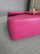 Load image into Gallery viewer, Chanel series 21 2015 Hot Pink Lambskin Chevron Mini Rectangular Flap Bag with Yellow GHW
