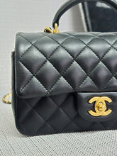 Load image into Gallery viewer, Chanel Black Lambskin GHW Top Handle Mini Rectangular Flap Bag
