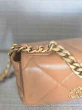 Load image into Gallery viewer, Chanel 19 in 22A/K collection Caramel Brown Lambskin with mixed HW Flap Bag size Small 26 cms
