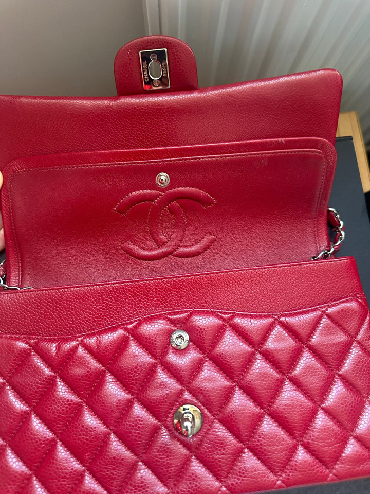 CHANEL 12A series 16 2012 Red Caviar SHW Medium Timeless ML Classic Double Flap Bag