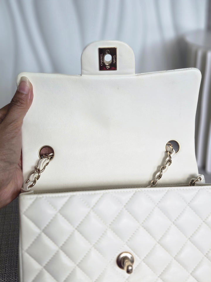 CHANEL series 23 2016 White Lambskin LGHW Mini Rectangular Flap Bag