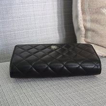 Load image into Gallery viewer, Chanel Black Caviar Classic Wallet on chain (WOC) with silver hardware
