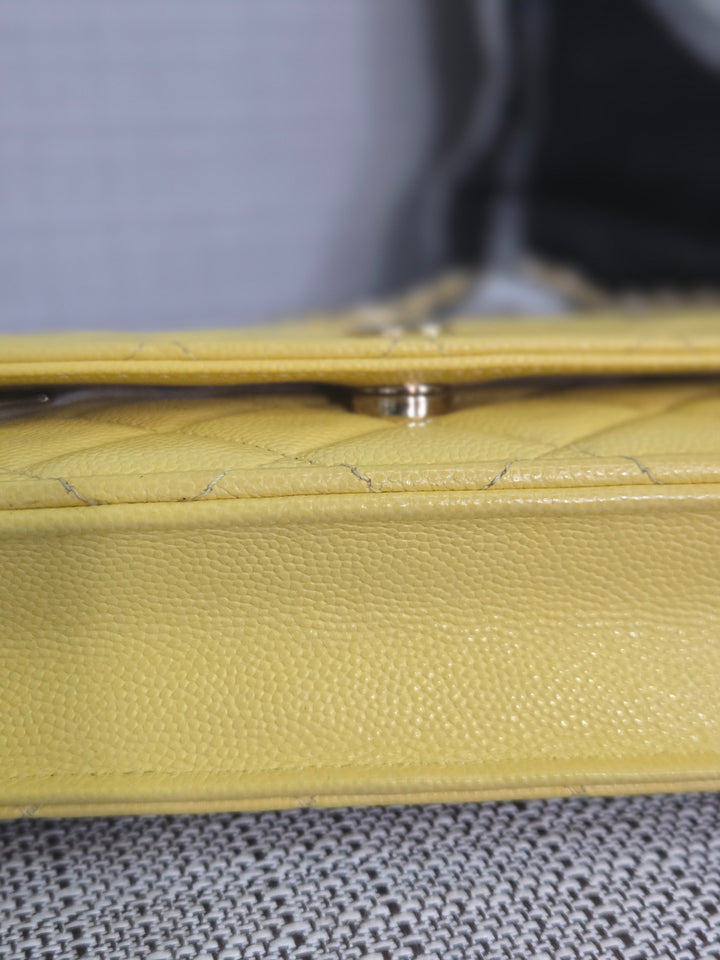 Chanel series 30 2020 Yellow Caviar LGHW Classic Wallet on chain (WOC)