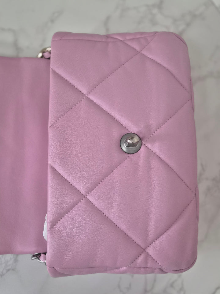 CHANEL 19 size Small in Pink Lambskin SHW 22B 2022 Flap Bag with Top Handle