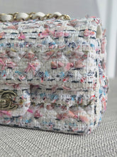 Load image into Gallery viewer, Chanel 23C 2022/2023 Cruise Collection Tweed Quilted Mini Rectangular Flap Bag in Ecru, Pink, Blue, and Green with Champagne GHW
