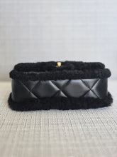 Load image into Gallery viewer, Chanel 24K 2024 Collection Black Teddy Shearling Black Lambskin Mini Rectangular Flap Bag
